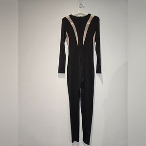 Elegant Black and Cream Jumpsuit Mugler Inspired